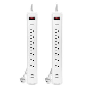 Bytech Protector Contra Sobretensiones con 7 Tomas y 2 Puertos USB 2 Unidades