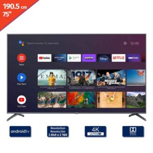 JVC 190.5 cm / 75″ Pulgadas Televisor Smart Android 4K UHD HDR LT-75KB507