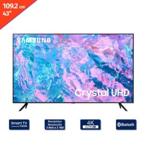 Samsung 109.2 cm / 43″ Pulgadas Smart Tizen 4K LED UHD TV UN43CU7000PXPA