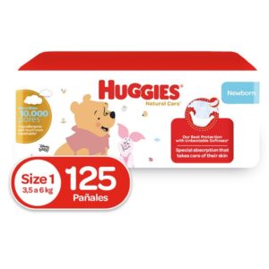 Pañales Huggies Natural Care Etapa 1/P, 3.5 A 6kg – 125Uds